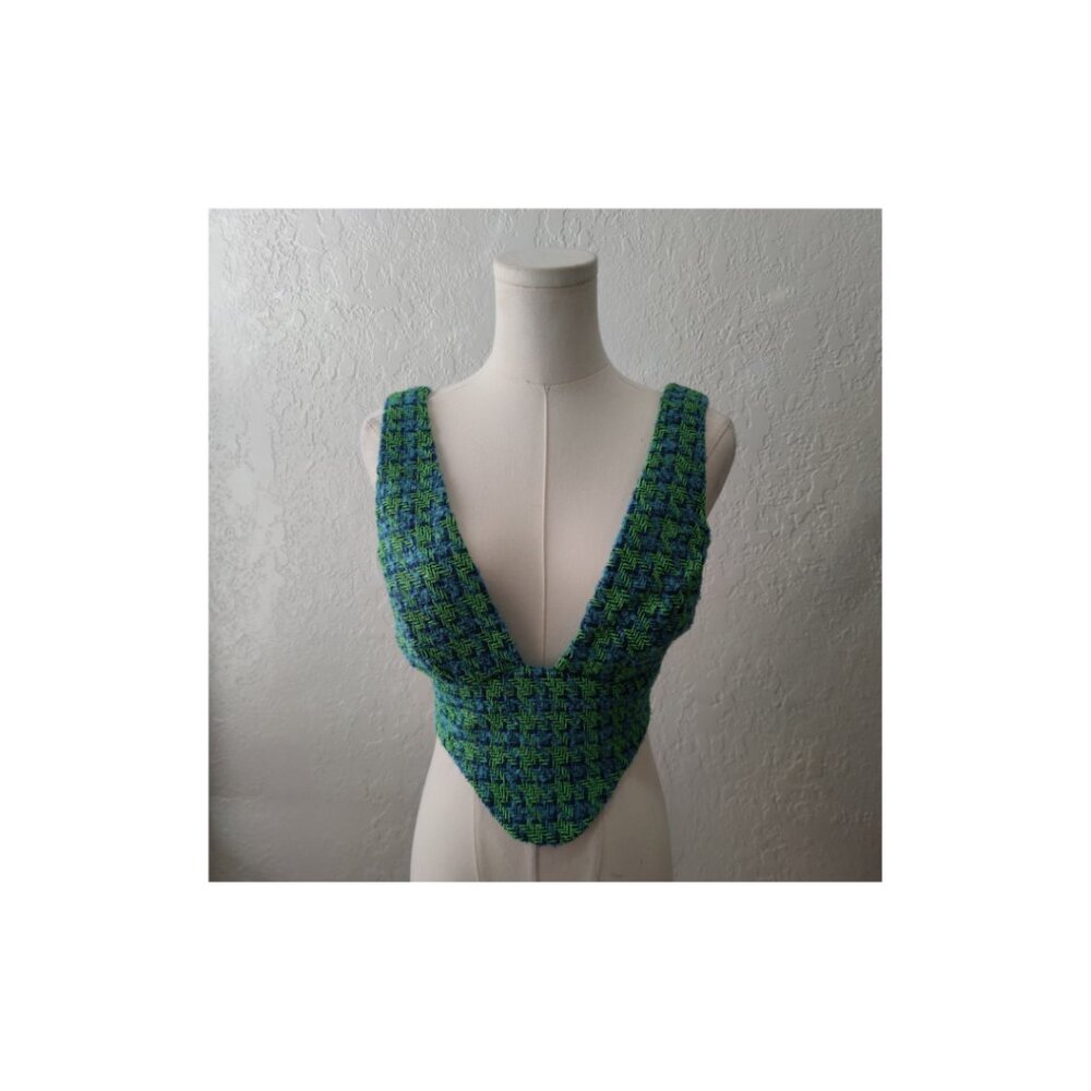 NWT Blue Green Vintage Style Crop Top